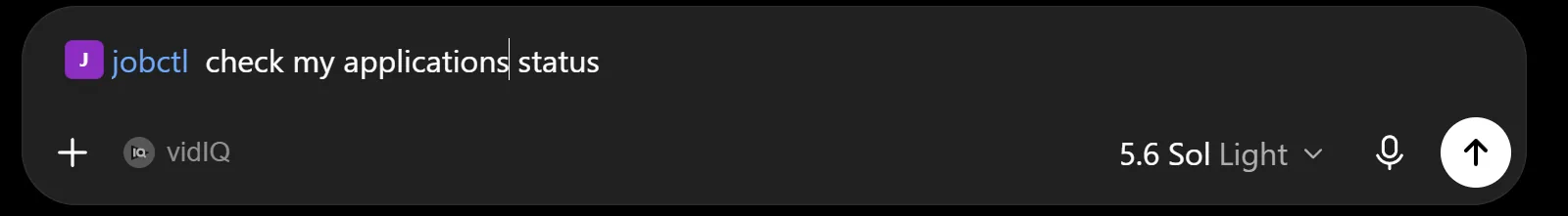 ChatGPT composer with @jobctl mentioned: check my applications status